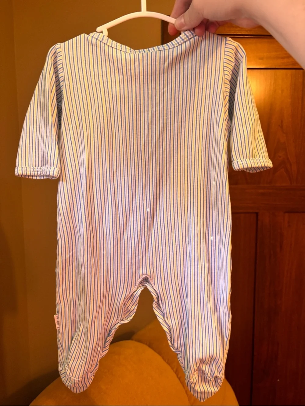 Vintage Little Me Blue Pinstripe Footed Sleeper | Classic Baby Layette | 3-6 mo